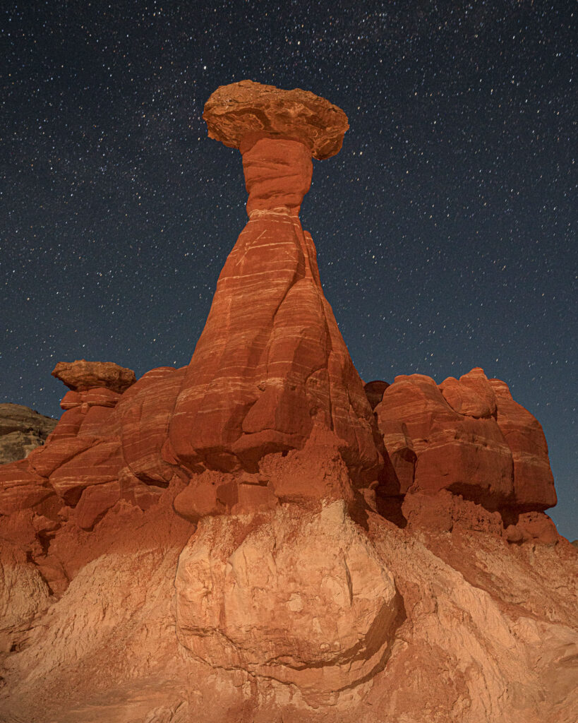 A &ldquo;hoodoo&rdquo; stands sentinel in the Arizona desert.