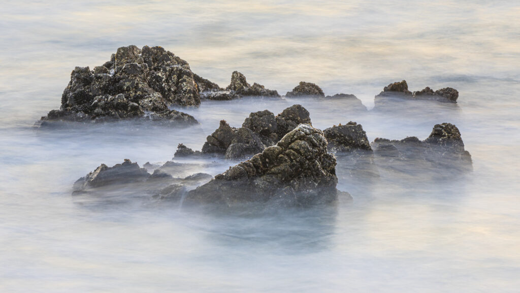The rocky shores of Northern California's coasts turn into otherworldly landscapes in the evening light
