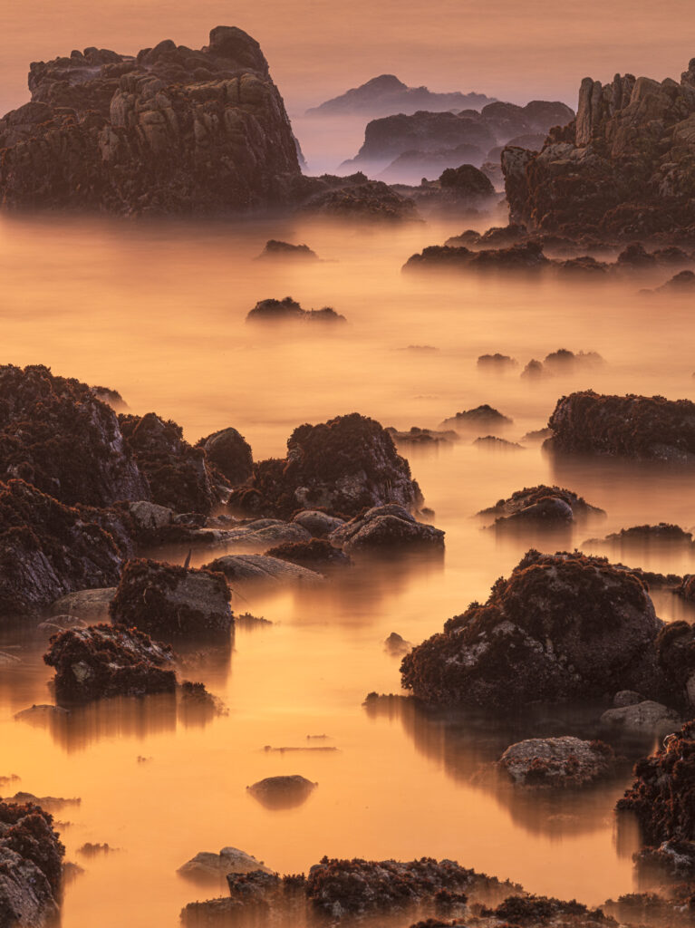 The rocky shores of Northern California's coasts turn into otherworldly landscapes in the evening light