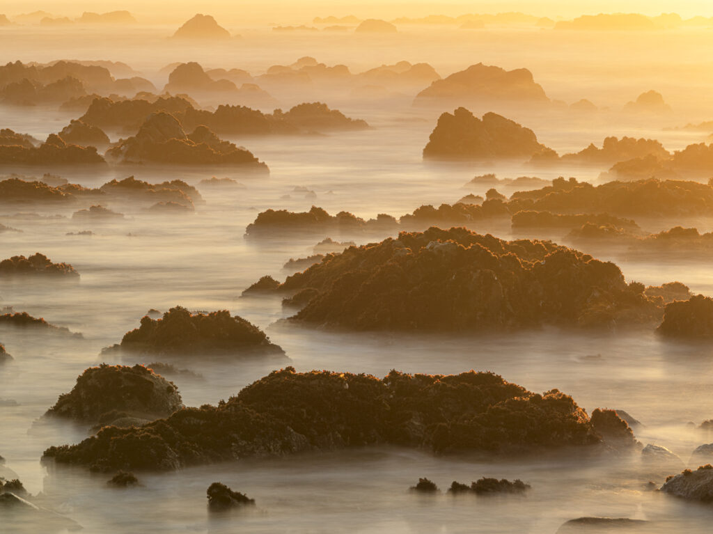 The rocky shores of Northern California's coasts turn into otherworldly landscapes in the evening light