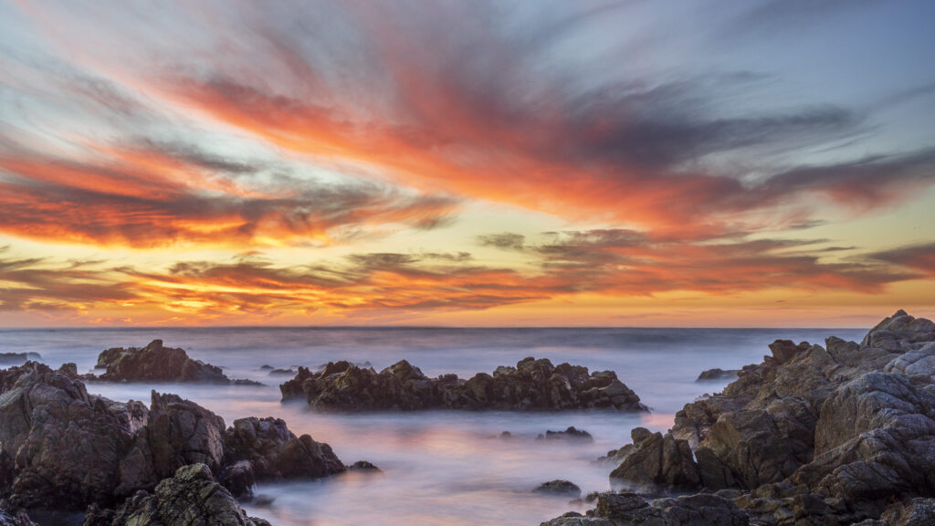 The rocky shores of Northern California's coasts turn into otherworldly landscapes in the evening light
