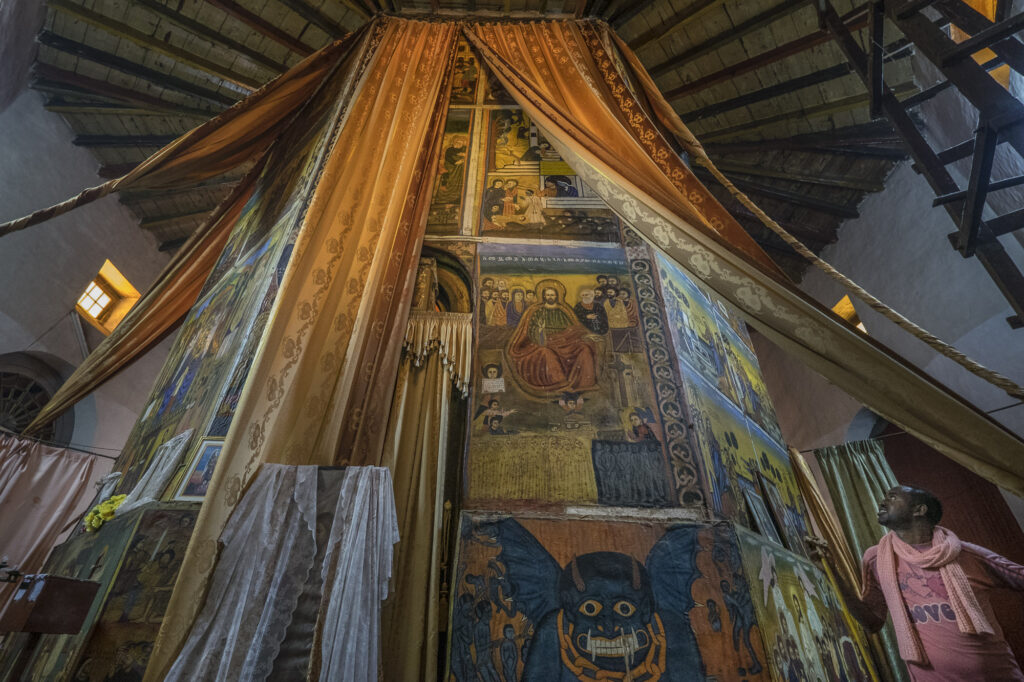 Bible story paintings at Entot Raguel Church in Addis Abbaba