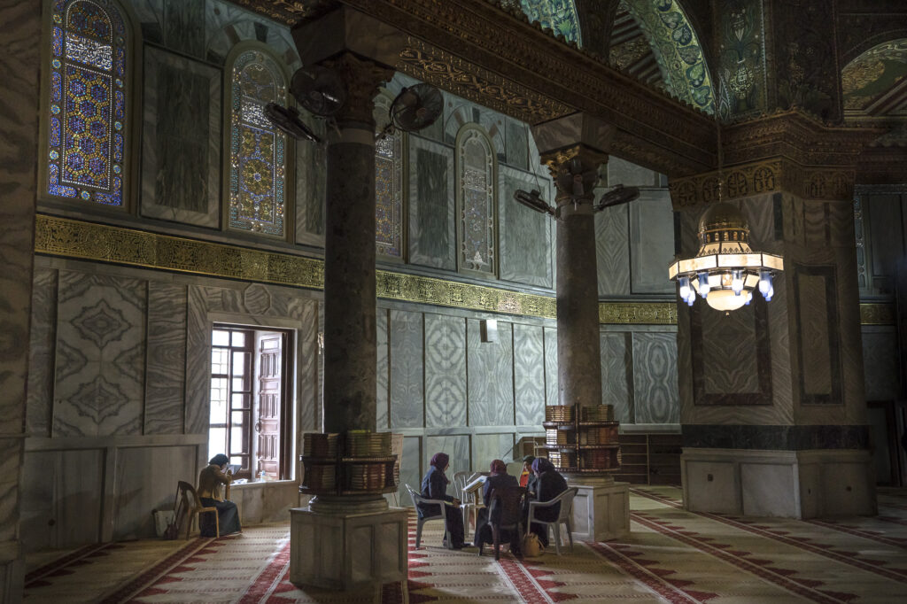 Muslim women inside The Dome of the Rock