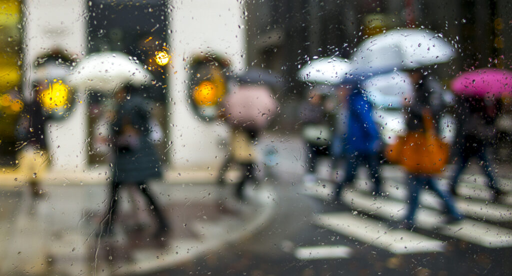 A rainy day in downtown Tokyo