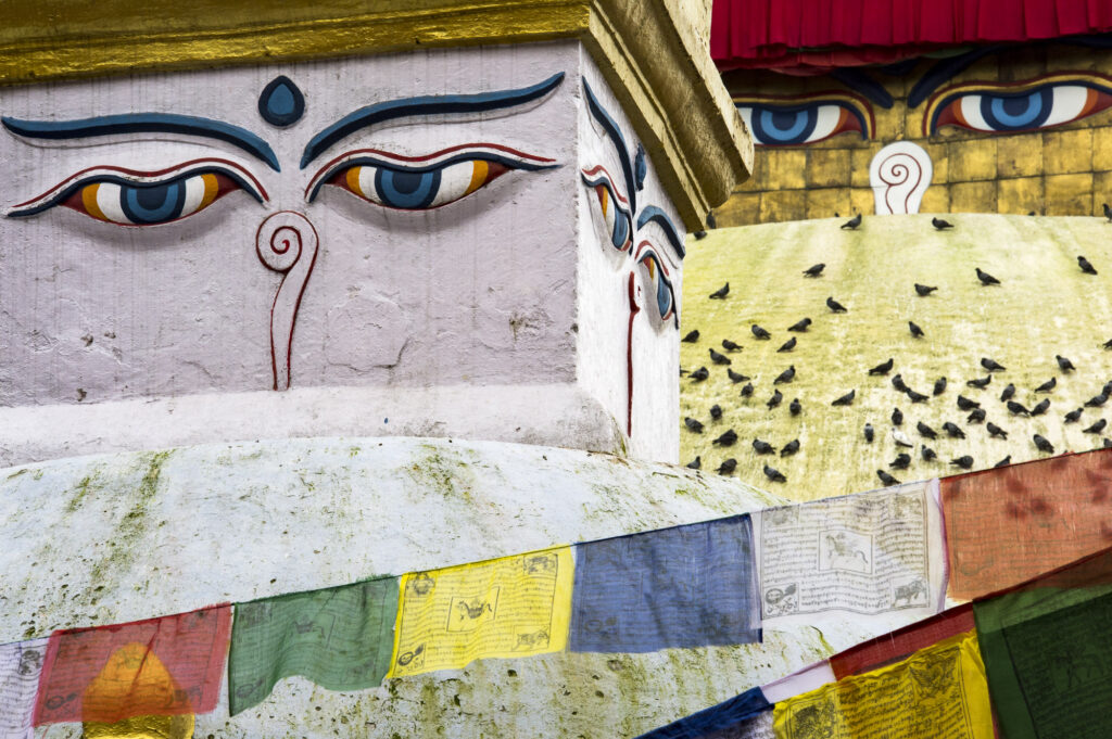 Two stupas in Kathmandu.