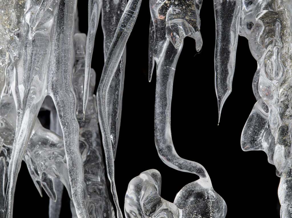 The intricate structure of ice inside an ice cave in Svalbard