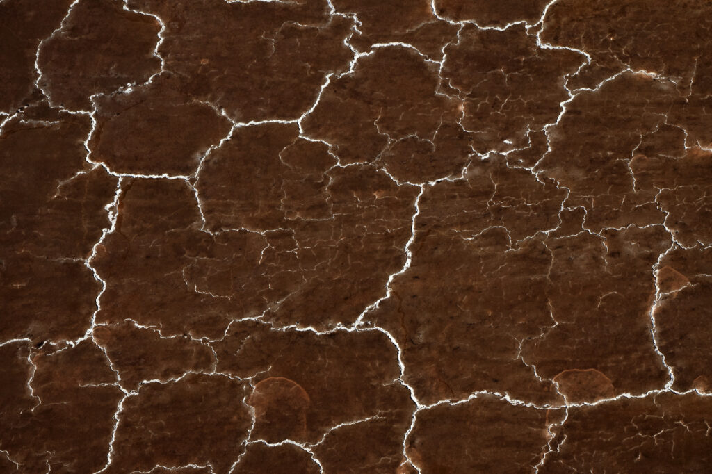 Algae interacts with the alkaline soda in Lake Magadi to create incredible patterns.